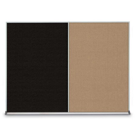 United Visual Products Triple Door Radius Plus Corkboard, 72" x UV8005PLUS-WHITE-DRKSPR